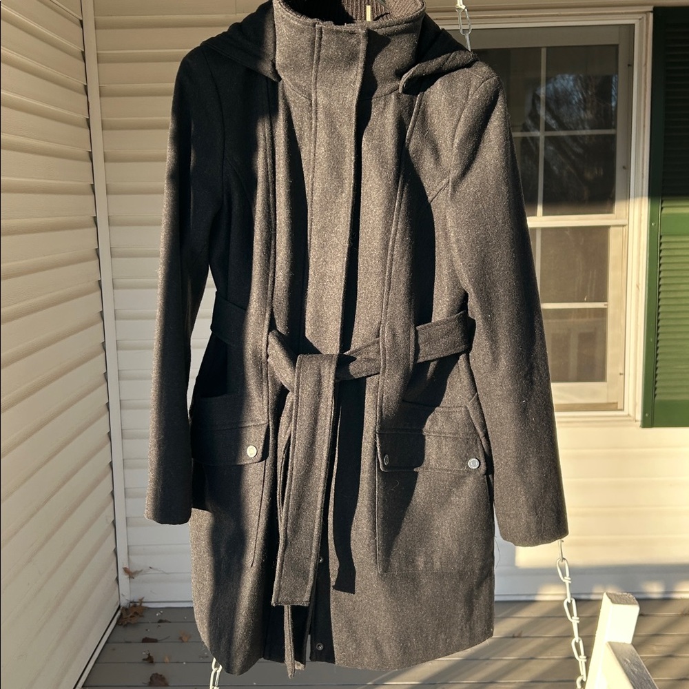 Calvin Klein Elegant Deep Charcoal Gray Black Women's Coat